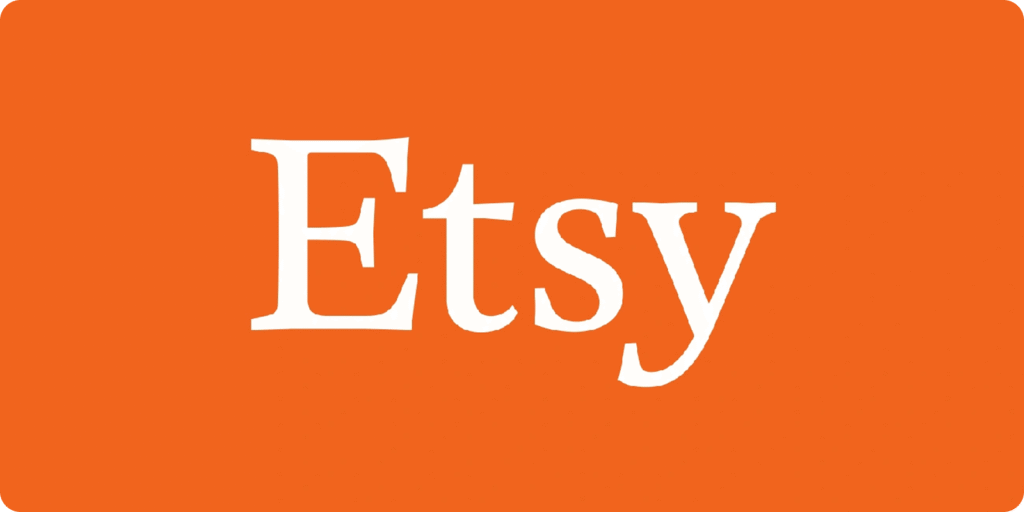Etsy logo representing the global marketplace for handmade, vintage, and creative goods Etsy logo on an orange background, representing the online marketplace for handmade, vintage, and unique items